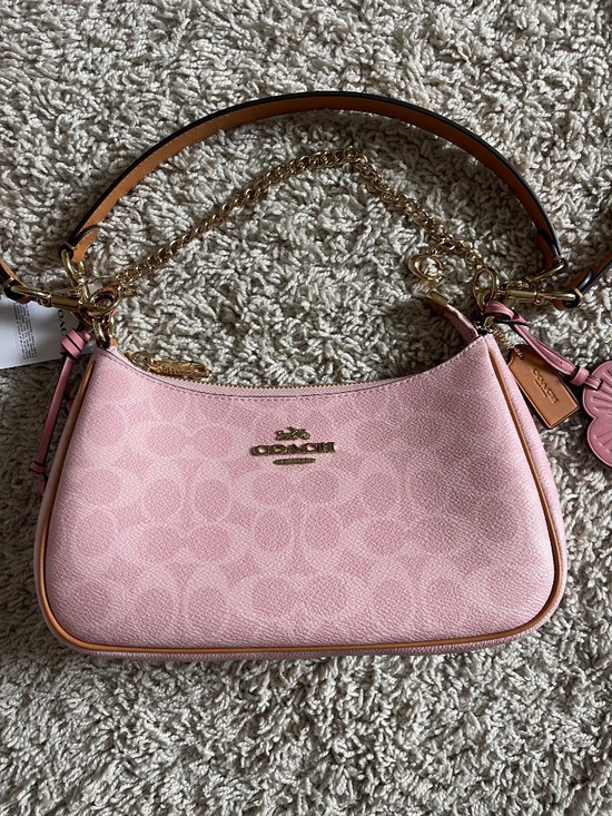 Coach Teri Shoulder Bag In Signature Canvas With Charms. Powder pink/ Gold - Picture 9 of 9